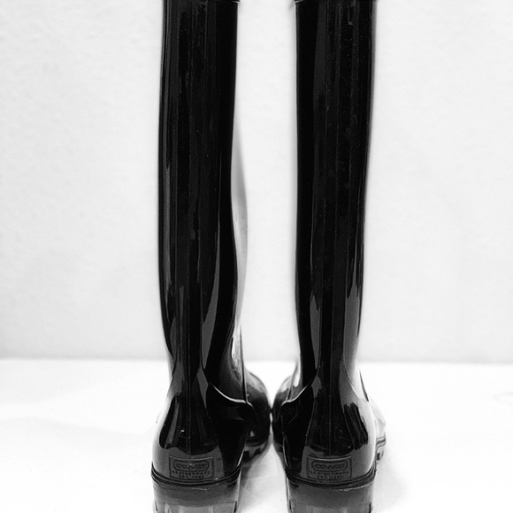 COACH Black Mid-Calf Waterproof Boots - Picture 9 of 16